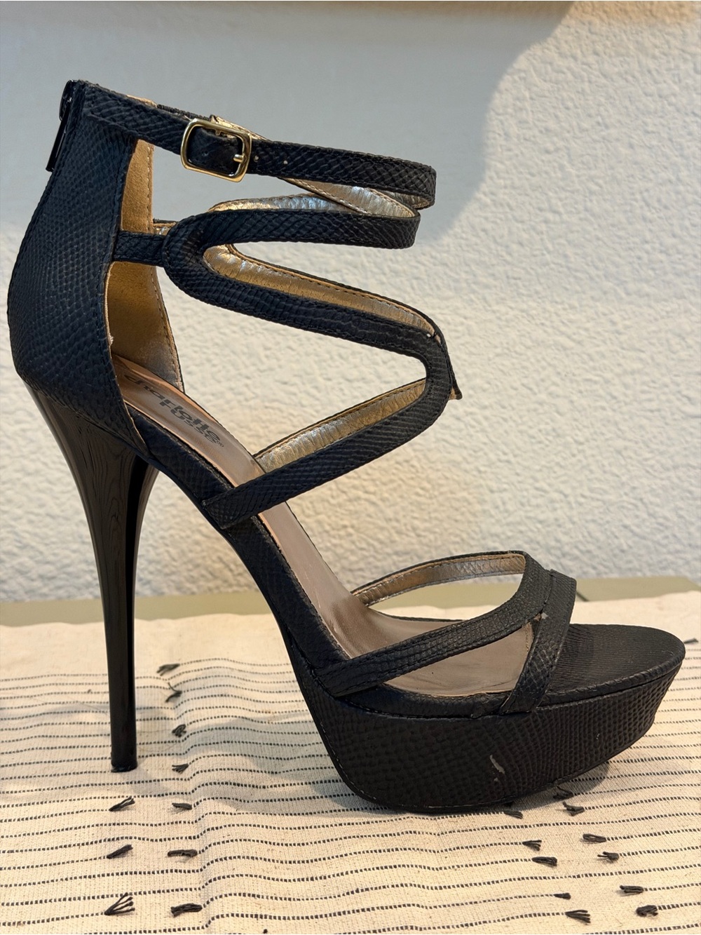 Charlotte Russe Black Strappy Platform Stiletto Sandals - Picture 8 of 10